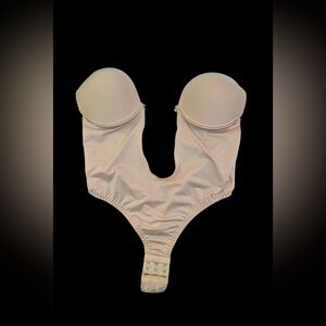 Seamless Thong Backless U-Plunge Clear Strap Shaper Bodysuit Bra